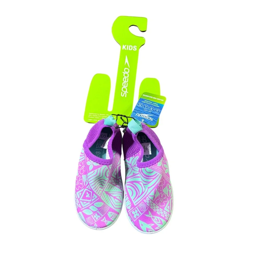 Speedo Kids Splash and Sun Booties Neon Violet Pink Mint Green Size S 5 6‎
